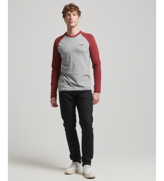 Superdry T-shirt de baseball essentiel  manches longues gris, rouge