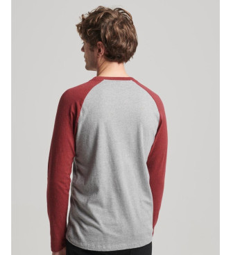 Superdry Essential long sleeve baseball t-shirt grey, red