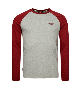 Superdry Essential baseball t-shirt lange mouw grijs, rood