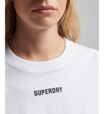 Superdry T-Shirt de corte quadrado com bordado Micrologo branco