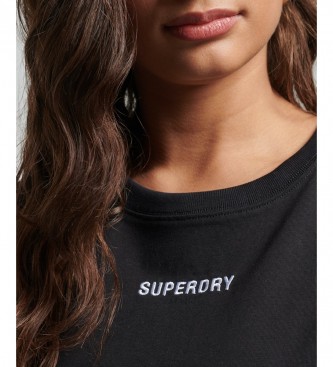 Superdry Vierkant uitgesneden T-shirt met Micrologo borduursel zwart