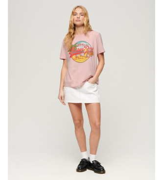 Superdry Relaxed cut T-shirt with pink LA graphic