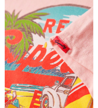 Superdry T-shirt med afslappet snit og pink LA-grafik