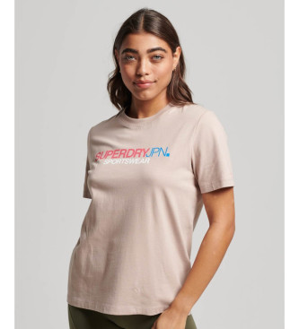 Superdry Relaxed T-shirt met logo Sportswear beige