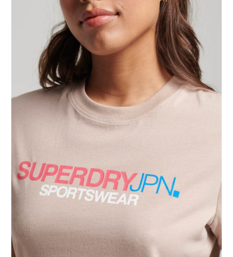 Superdry Relaxed T-shirt met logo Sportswear beige