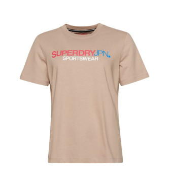 Superdry T-shirt dalla vestibilit comoda con logo Sportswear beige