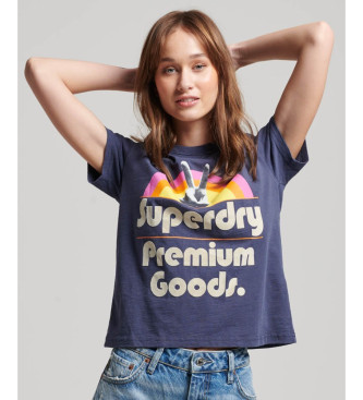 Superdry Koszulka z krótkim rękawem 70s Retro Font Graphic navy