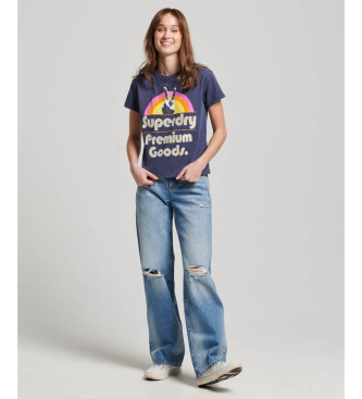 Superdry Koszulka z krótkim rękawem 70s Retro Font Graphic navy