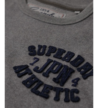 Superdry Vintage Athletic T-shirt gris  manches courtes avec dtails sur la poitrine