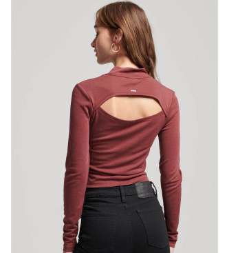 Superdry Long sleeve open back burgundy t-shirt