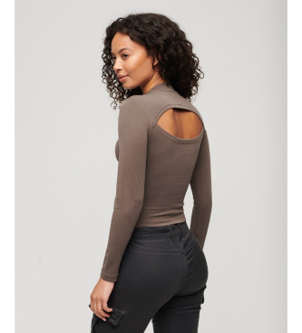 Superdry T-Shirt dos ouvert marron