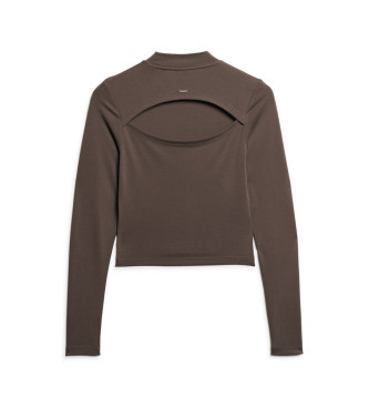Superdry T-Shirt dos ouvert marron