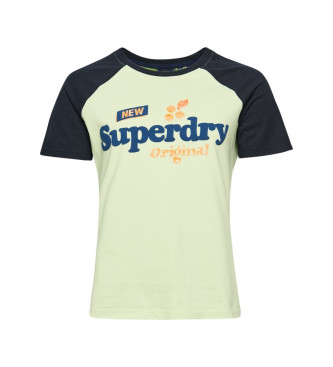 Superdry T-shirt con maniche raglan classiche Cooper vintage verde