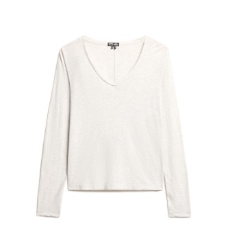 Superdry Long-sleeved knitted T-shirt with V-neck, grey