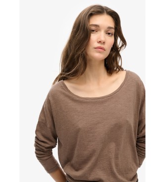 Superdry Brown long sleeve knitted T-shirt