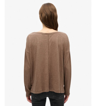 Superdry Brown long sleeve knitted T-shirt