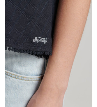 Superdry Canotta vintage blu scuro con scollo all'americana