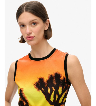 Superdry Tanktop met oranje subprint, zwart