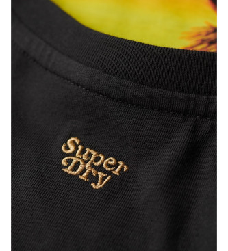 Superdry Majica z oranžnim potiskom, črna