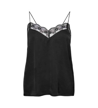 Superdry Satin tank top with black lace edging