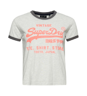 Superdry T-shirt Fluor com logtipo Vintage cinzento