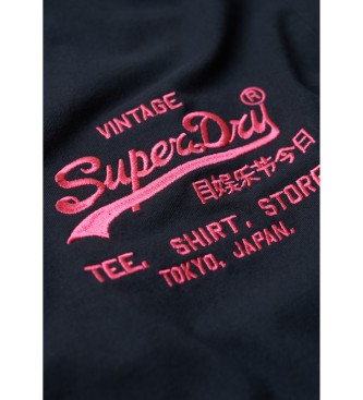 Superdry Camiseta flor con logo Vintage marino