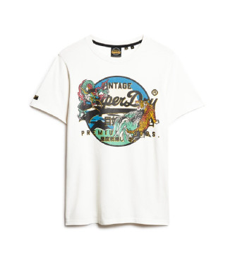 Superdry T-shirt graphique avec logo japonais vintage blanc