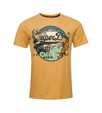 Superdry T-shirt grfica com logtipo japons Vintage laranja