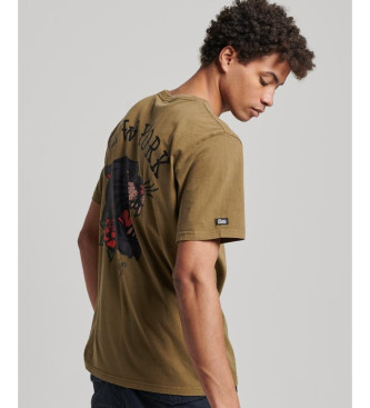 Superdry T-shirt grfica com motivo de tatuagem verde