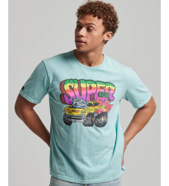 Superdry Grafična majica Motor Retro modra