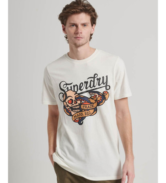 Superdry Tattoo Script Grafik-T-Shirt wei