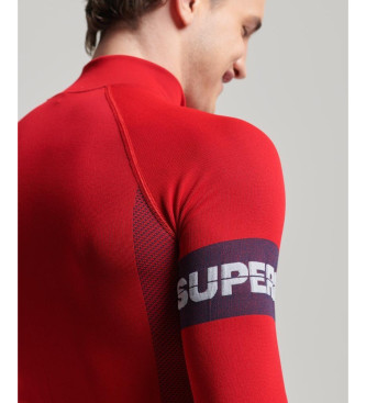 Superdry Seamless 1/4 zip vest red