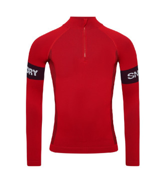 Superdry Seamless 1/4 zip vest red