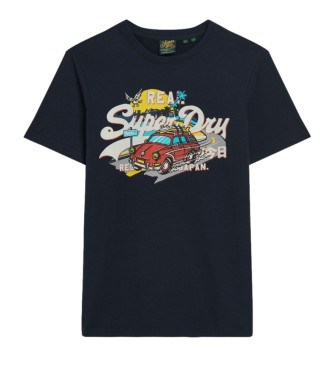 Superdry Koszulka z grafiką La Vl granatowa