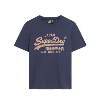 Superdry Metallic T-shirt med logo, bl