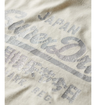 Superdry Beige Metallic Logo T-shirt