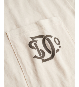 Superdry Merchant Grafična majica z žepi iz belo-rumene barve