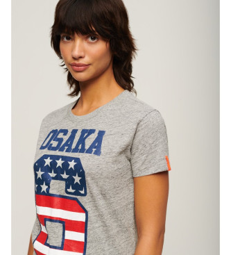 Superdry T-shirt Osaka 6 Flag cinzenta