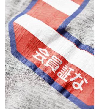 Superdry T-shirt grigia Osaka 6 Flag