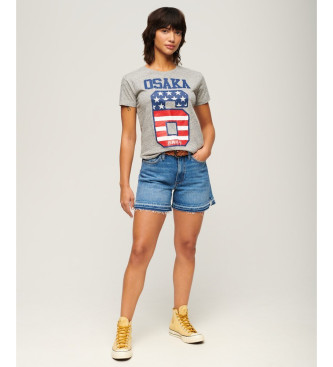 Superdry T-shirt grigia Osaka 6 Flag