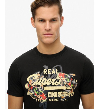 Superdry T-shirt relaxada Rokyo preta