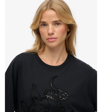 Superdry Koszulka z tatuażem czarna