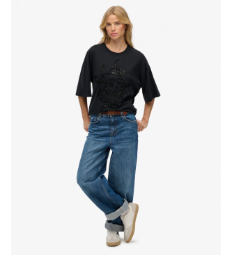 Superdry Koszulka z tatuażem czarna