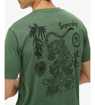 Superdry Camiseta Tokyo Narrative Loose verde