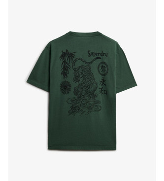 Superdry Camiseta Tokyo Narrative Loose verde