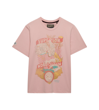 Superdry T-shirt Tokyo Relaxed cor-de-rosa
