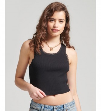 T-shirt court crop top pour femmes avec bordure dentelle