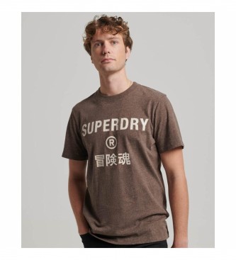 Superdry Majica Vintage z logotipom rjave barve