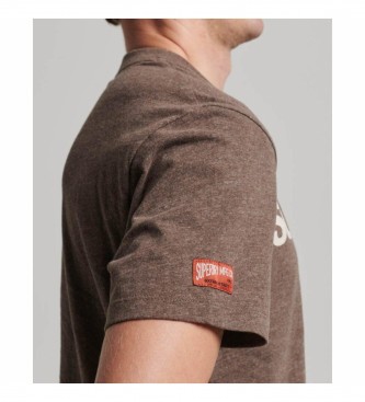Superdry Braunes Logo-T-Shirt im Vintage-Stil
