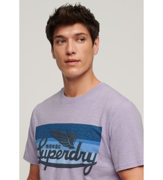 Superdry T-shirt a righe con logo Cali lilla